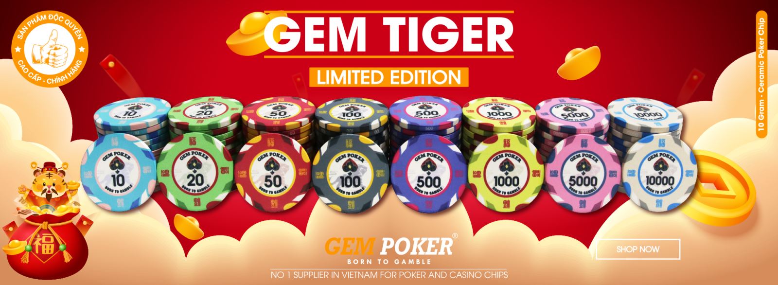500 Chip Poker Sứ GEM Tiger® 2022